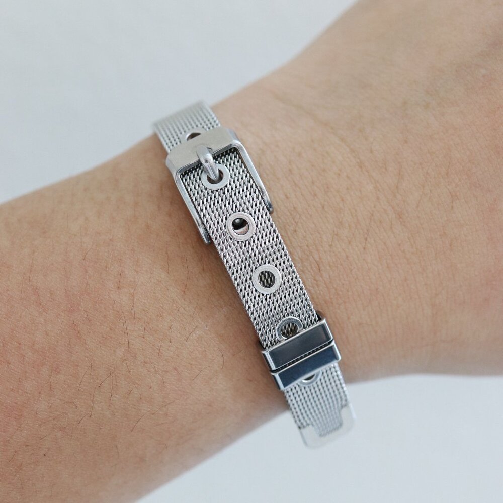 Silver Belt Mesh Style Bracelet Stainless Steel